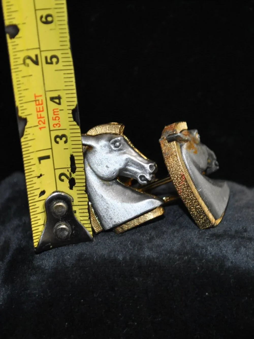 Vintage Mid-century Dante Metal Horse Head Cufflinks